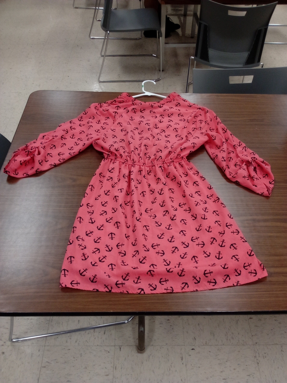 Rue21 Coral Pink Anchor Print Long-Sleeve Dress 4286g